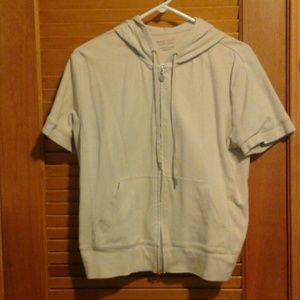 Beige shortsleeve zip-up hoodie